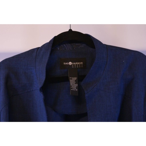 Sag Harbor Blazer Jacket Women's 18W Blue 100% Polyester Open Front Long Sleeve - Picture 4 of 12